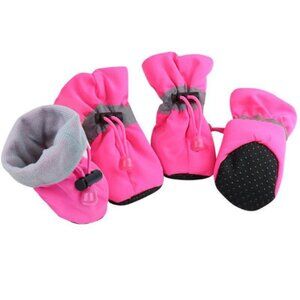 PINK 4PCS/Set SIZE 7 Waterproof Pet Dog/Cat Shoes‎ Anti-slip Rain/Snow Boots
